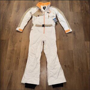 Womens Columbia Ski Suit One Piece Snowsuit Snow Bib Jumpsuit White NWT Medium